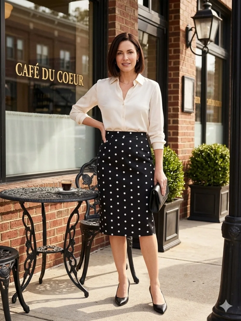 Take 50% OFF- Worthington Black and White Polka Dot Pencil Skirt, Size-6